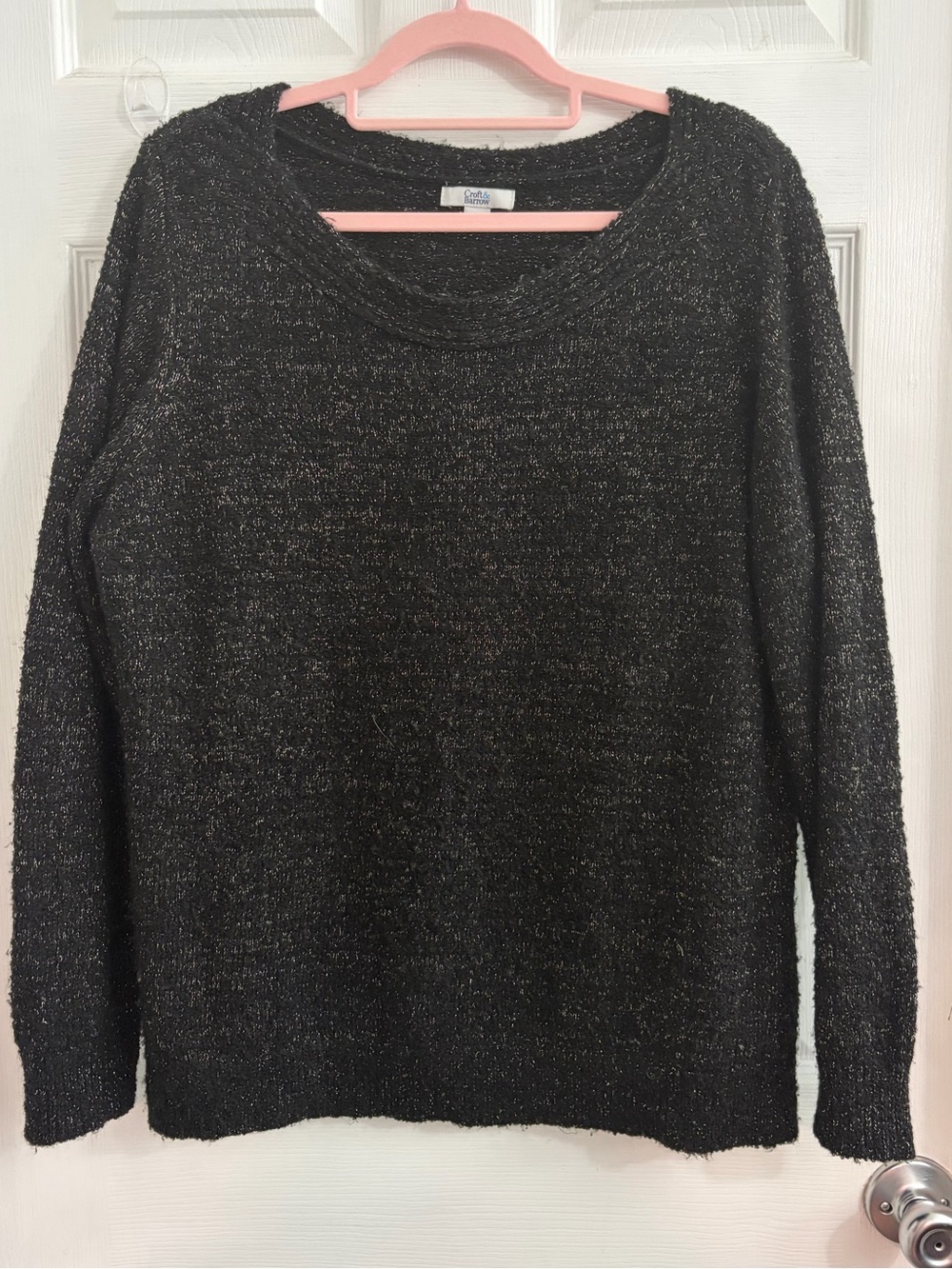 croft & barrow Black with gold Metallic-Thread Crewneck Sweater. Size XXL